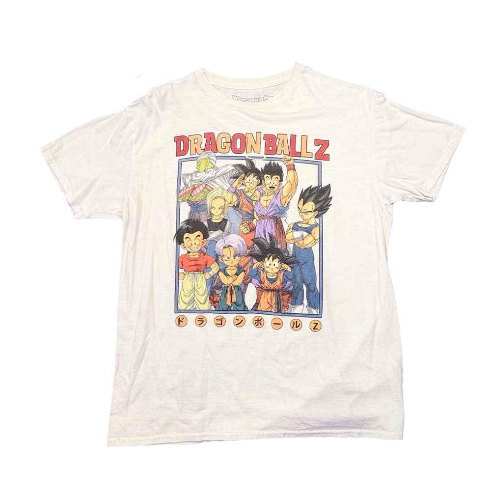 Vintage White Dragonball Z Short Sleeve Tee with Graphic Prints